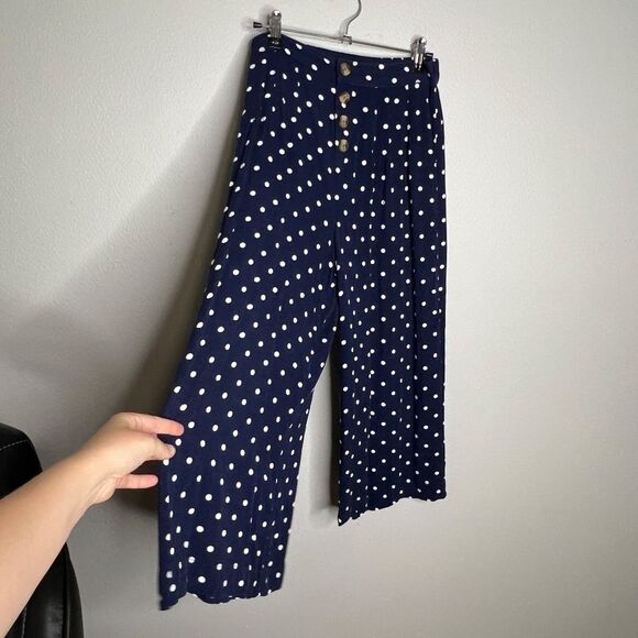 American Eagle 2 piece Coordinating Set Top and Pants Navy Blue Polka Dot Size S - Picture 9 of 11